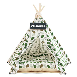 Tipi para Perros y Gatos con Cojin,Tipi de Mascotas con Almohada y Pizarra,Tipi para Perros Gatos Desmontado y Fácil de Limpiar (Green Leaf) en oferta