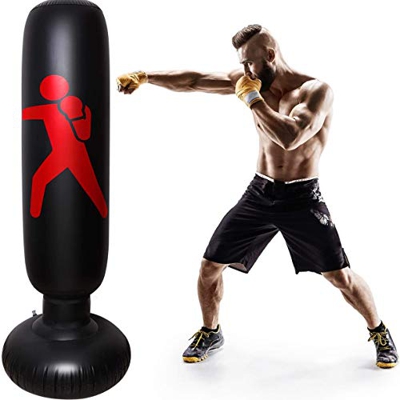 KUNANG Columna de boxeo inflable vertical, vaso de saco de boxeo inflable, saco de boxeo para niños/adultos, bolsa de boxeo independiente, equipo de t