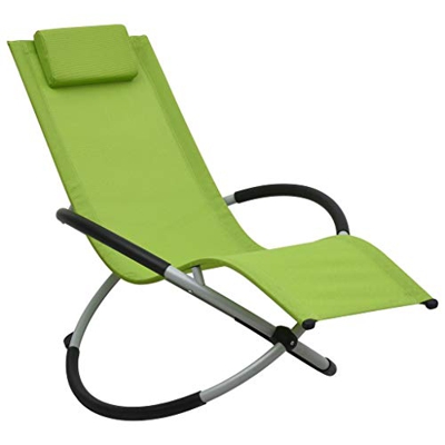 vidaXL Tumbona para Niños Camas Infantil Colchón Muebles Asiento Silla de Jardín Patio Playa al Aire Libre Afuera Exterior Terraza Acero Verde