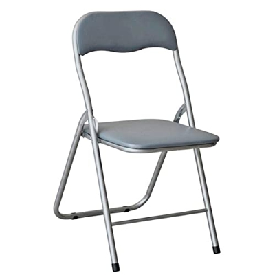 Acan Hersig - Silla Plegable metálica, Asiento y Respaldo Acolchado, Gomas Antideslizantes y reposapiés, hogar, jardín, Camping (Gris, 80 x 43 x 45 cm
