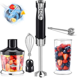 Batidora de Mano 800W, 5 en 1 Batidora Multifunción Profesional con 9 Velocidades y Turbo, 4 Hoja de Acero Inoxidable/Taza Medidora 600ml /Picadora 50 precio