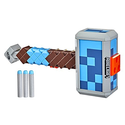 Nerf Minecraft Stormlander - Martillo lanzadardos - Lanza 3 Dardos - Incluye 3 Dardos Elite - Palanca de Recarga