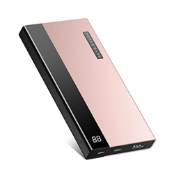 Power Bank 20000mAh, Batería Externa Carga Rápida Cargador Portátil con 2 Entradas y 2 Puertos USB para Smartphones Tabletas - Oro Rosa características