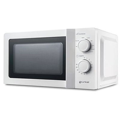 Grunkel - MWG-20IG - Microondas con grill blanco de 20 litros de capacidad y 6 niveles de potencia. Función descongelación y temporizador hasta 30 min