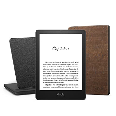 Kindle Paperwhite Signature Essentials Bundle con Kindle Paperwhite Signature Edition (32 GB, sin publicidad), Funda de corcho de calidad superior de 