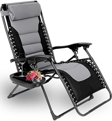 Tumbona Plegable Jardín, con Reposacabezas y Respaldo Ajustables, Silla Reclinable con Portavasos y Cómoda Almohadilla de Algodón, para Piscina, Patio en oferta