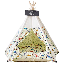 Tipi para Perros y Gatos con Cojin,Tipi de Mascotas con Almohada y Pizarra,Tipi para Perros Gatos Desmontado y Fácil de Limpiar precio