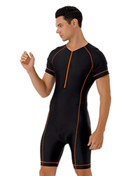 YOOJIA Hombres Bañador de Una Pieza con Pantalones Cortos Mono de Natación para Playa Piscina Moda Traje de Baño Mono Deportivo Naranja C M características