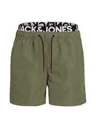 JACK & JONES Jjiaruba Jjswimshorts AKM Db Wb Solid Bañador, Verde (Dusty Olive), L características