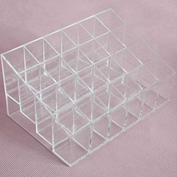 24 Grid Lipstick Holder Plastic Cosmetic Organizer Lipsticks Display Rack Portable Makeup Storage Box -Transparent en oferta