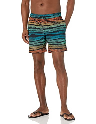 BILLABONG Sundays-Bañador Corto Cintura elástica y Costura Exterior de 17 Pulgadas Pantalones, Negro Multicolor, L para Hombre