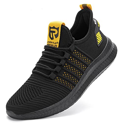 Calzados Asfalto Hombre Sneakers Cómodo Ligero Zapatos Negro Amarillo 45