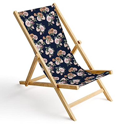 Ferocity Tumbona de Madera Plegable, Silla de Playa con Funda Intercambiable, diseño Rosas Viejas 1 [119]