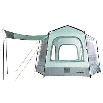 Skandika Kardis - Tienda de campaña Hexagonal para 4 Personas - con Suelo Cosido - Impermeable - Columna de Agua de 4000 mm - 2,4 m de Altura