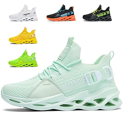 Zapatillas de Deportes Hombre Mujer Zapatos Deportivos Running Zapatillas para Correr Ligero y con Estilo Negro Blanco Gris Dorado G133 Apple Green 36