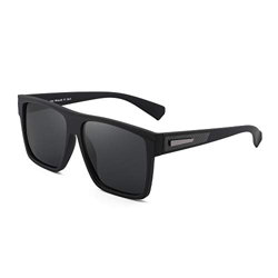 JIM HALO Gafas de sol Grande Retro Polarizadas para Hombres y Mujeres Gafas de Conducción Cuadradas con Parte Superior Plana (Marco Negro Mate/Lente G características