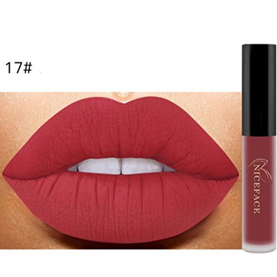 Pintalabios, Bluestercool 26 tonos Belleza Maquillaje labios lustre mate líquido impermeable cosméticos lápiz labial (17#)
