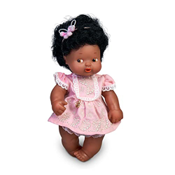 los Barriguitas - muñeca de Piel Morena y el Pelo Negro Rizado, Lleva un Accesorio en el Pelo a Juego con el Vestido Rosa con Bordados Blancos, 4 Mode características