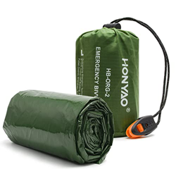HONYAO Saco de Dormir Emergencia, Mantas Termica de Aluminio con Silbato, Supervivencia Bivy para Vivac, Cámping, Excursionismo, Trekking en oferta