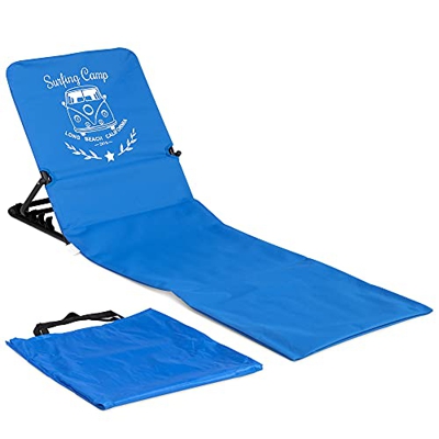 JEMIDI Esterilla de Playa con Respaldo - Tumbona portátil Liviana 1.7 KG - Silla Plegable con Apoyo reclinable para Camping Piscina jardín pícnic