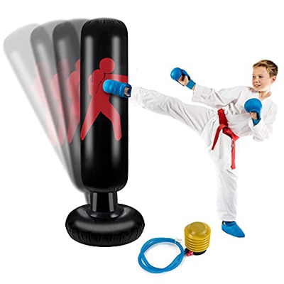 Nasjac Bolsa de Boxeo Inflable Independiente de 61 Pulgadas, Torre de Entrenamiento físico, Herramienta de Ejercicio de liberación de energía, Color N