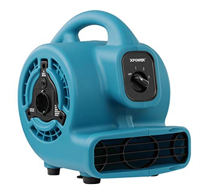 XPower P-80A Mini Mighty Air Mover Ventilador de piso Secador Soplador de utilidad Ventilador de césped exterior con enchufe de salida externo