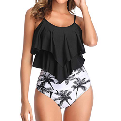 JIN Traje de baño para Mujer Bikini Ruffle Traje de baño Bikini con Volantes de Cintura Alta Traje de baño con Cordones Falbala Traje de baño Tankinis características