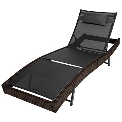 TecTake Tumbona chaise longue de poli ratán tumbona de jardín silla de terraza (Mixed marrón | no. 402056)