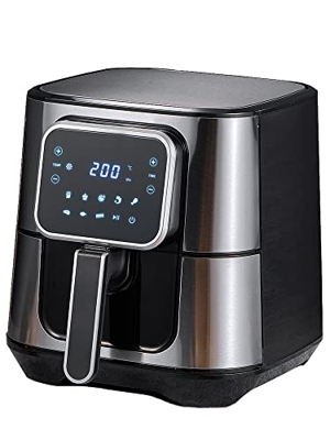 5,5 Litri XXL Freidora sin Aceite Air Fryer acero Inoxidable, 8 Preajustes, 1700W, 40 + Receta, 38 x 32,5 x 31cm, Sibler