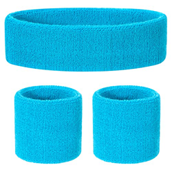 ONUPGO Conjunto de muñequeras para niños con banda de sudor de algodón atlético para deportes (1 diadema + 2 pulseras) (azul neón) características