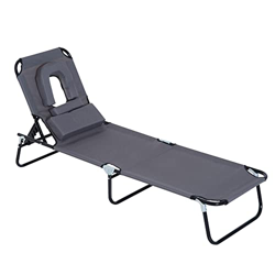 Outsunny Tumbona Plegable con Respaldo Ajustable en 4 Posiciones Tumbona de Jardín con Almohada Marco de Acero y Tela Oxford para Camping Playa Terraz en oferta