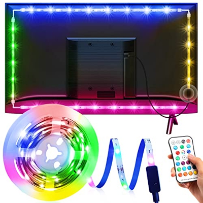 Tira LED TV 3M, Tiras LED USB con 21 Modos, 16 Colores, Luces LED TV RGB con Control Remoto, Retroiluminación LED para TV (45-70 Pulgadas), Decoración