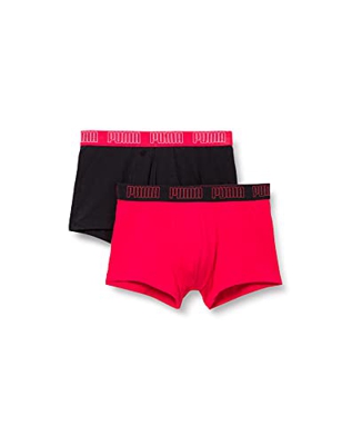 PUMA Basic Pack de 2 Calzoncillos, Multicolor (Red/Black), S Hombre