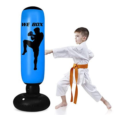 Saco de boxeo para niños a partir de 4 años/6 años – 160 cm – Saco de boxeo de pie para rebote instantáneo para practicar karate, taekwondon, adultos 