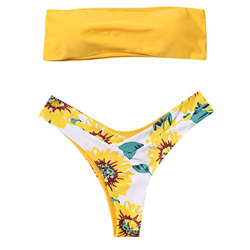 Fossen Bikinis Mujer 2021 Push up con Relleno - Estampado de cocotero en Traje de Baño de Tubo - Brasileños Bañador Ropa de Dos Piezas (M, Girasol Ama en oferta