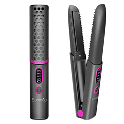 SUNMAY Adite 2 en 1 Plancha para el pelo y Rizador Inalámbrico, Plancha de Cerámica Recargable por USB, Plancha de Viaje Inalámbrica con 4 Niveles de  características
