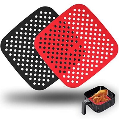 Alfombrillas de Silicona para Freidora de Aire - Reutilizables - 2 Unidades - 8.5 pulgadas (21.5 centímetros) - Accesorios para Freidora sin Aceite - 