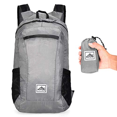 DENUOTOP Mochila Plegable Ligera, 20L Mochila de Senderismo para Mujeres Hombres Impermeable Mochila Viaje para Escalar Camping Ciclismo Bicicleta Neg