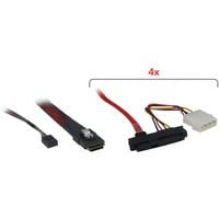 0.5m SFF 8087/4xSFF 8482+SATA 0,5 m Negro, Rojo, Cable