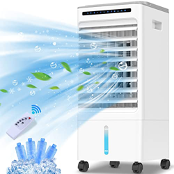 Enfriador de Aire Grande, Aire Acondicionado Móvil, 65W Climatizador Evaporativo 4 en 1,Temporizador de 1-7 H,3 Modos,con Ruedas, 5L Tanque de Agua, C características