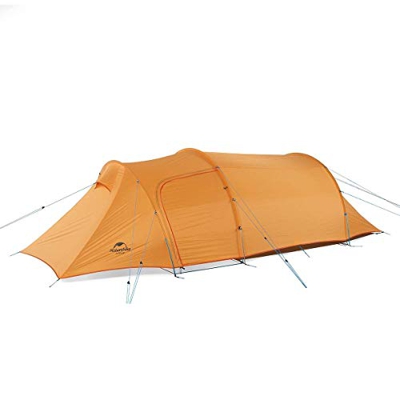 Naturehike Opalus Carpa para Mochileros Carpa Familiar Espaciosa y Liviana para 2/3 Personas Carpa Túnel para 2/3 Personas con Toldo (210T Naranja-3P)