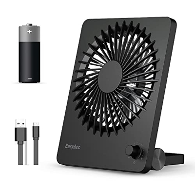 EasyAcc Ventiladores USB Mini Portátil Recargable Ventiladores de Sobremesa Interruptor de Velocidad Variable Ajuste 160° Moda Ligero para Escritorio 