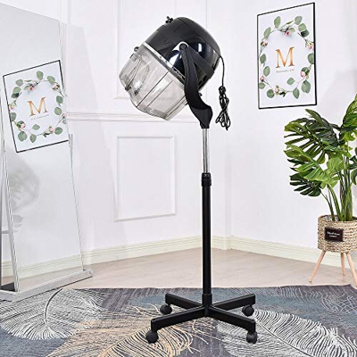 Secador de pelo profesional de pie con Capucha temporizador ajustable temperatura peluquería equipo para barbero Salón 1000 W, altura ajustable con ba