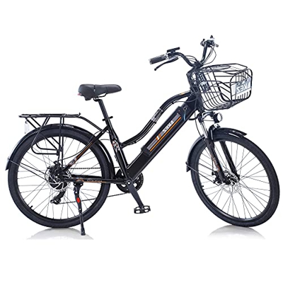 TAOCI Bicicletas eléctricas para Mujeres Adultas, 26 Pulgadas 36 V E-Bike Bicicletas extraíble batería de Iones de Litio Ebike para el Trabajo al Aire