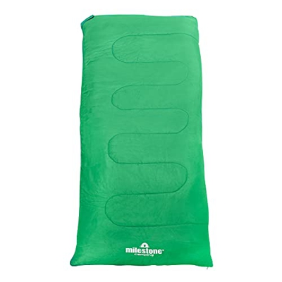 Milestone Camping Saco de dormir individual para 2 y 3 estaciones de aislamiento ligero y portátil con bolsa de transporte/resistente al agua (verde, 
