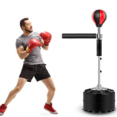 Sunnyushine Barra giratoria independiente con pelota de boxeo, saco de boxeo con soporte pesado con barra reflectante de 360 ° para entrenamiento de b