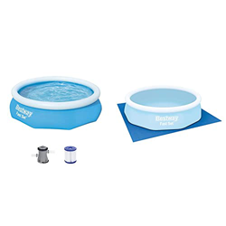 Bestway Fast Set Juego De Piscina con Bomba De Filtro, Azul, 305 X 76 Cm + 58001 - Tapiz De Suelo para Piscina 335X335 Cm De PVC Resistente Forma Cuad características