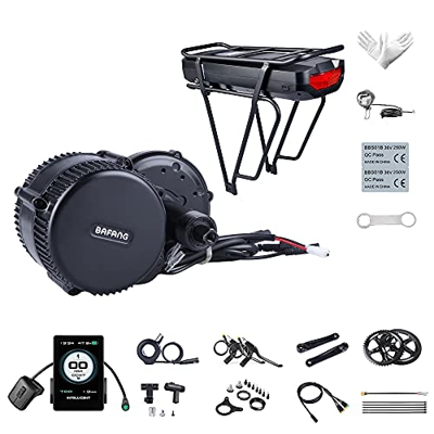 Bafang BBS01B 36V 250W Mediados de Motor Juego de conversión de Bicicletas Bicicleta eléctrica, Opcional 7,8/10/15,6/19,2/21/22,5Ah, Batería Trasera d