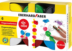 Eberhard Faber 578606 - Juego de pintura de dedos EFA Color con 6 botes de pintura de 40 ml cada uno, de secado rápido y lavable, para mezclar y pinta características