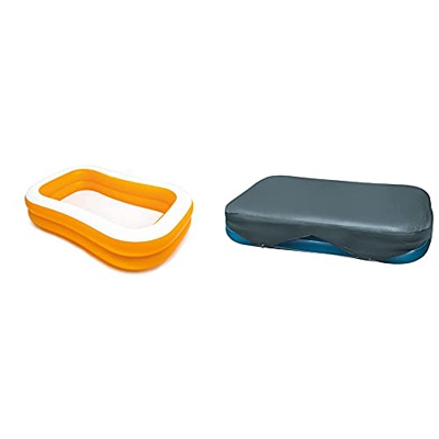 Intex 57181Np Piscina Hinchable Rectangular 229 X 147 X 46 Cm, 600 litros + 58412Np Cobertor Rectangular Piscina 305 X 183 Cm Y 262 X 175 Cm